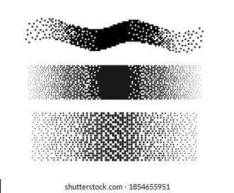 Pixel. The horizon, waves. Monochrome design elements. template. with space for text. Isolated light background.