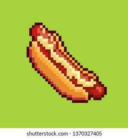 pixel hot dog. 8 bits. vector illustration