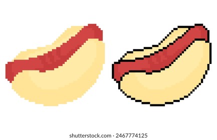 pixel hotdog illustration on white background