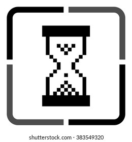 pixel hourglass -  black vector icon
