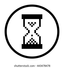pixel hourglass -  black vector icon