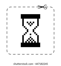 pixel hourglass  - black vector icon