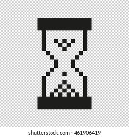 pixel hourglass  - black vector icon