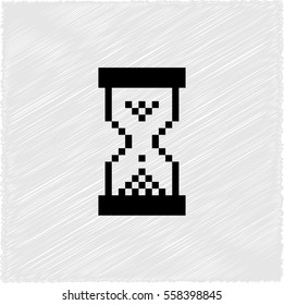 pixel hourglass  - black vector icon