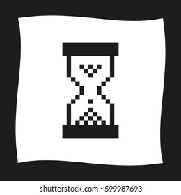 pixel hourglass  - black vector icon