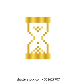 pixel hourglass - gold vector icon