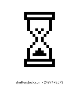 Icono del cursor del ratón de reloj de arena de píxeles. Imagen Clipart aislada sobre fondo blanco