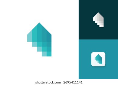 pixel house logo design vector template