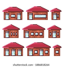 Pixel Houses Game Icons Vector Set Stock Vector (Royalty Free ...