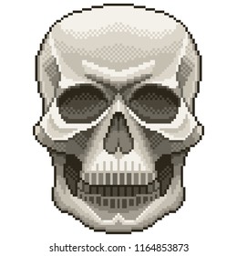 Pixel human skull detailed and realistic isolated vector