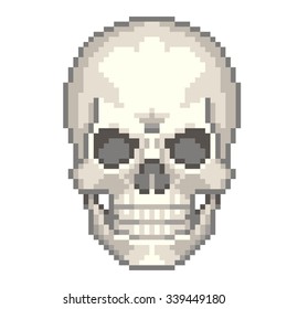 Pixel human skull high detailed isolated vector