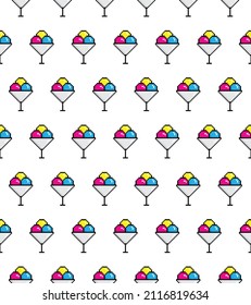 pixel ice cream background Seamless.  ice cream texture pattern vector 