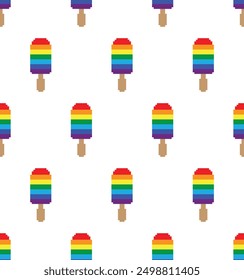 pixel ice cream background Seamless. sweet summer background vector