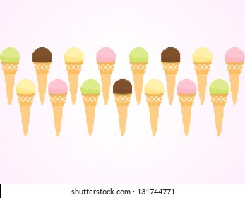 Pixel Ice Cream Border on a Pink Background