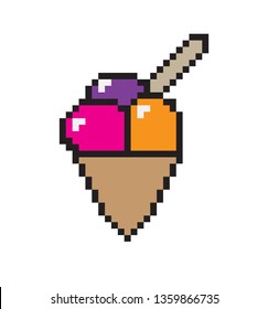 Pixel ice cream on a white background