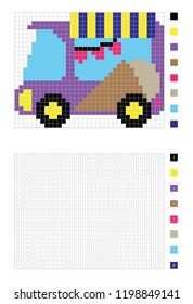 Pixel ice cream truck, vector illustration