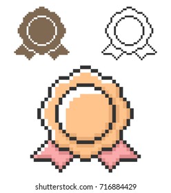Pixel icon of award in three variants. Fully editable