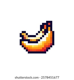 Pixel icon banana vector. Logo fruit yellow banana. Icon fruit pixel. 8 bit icon two bananas. stylish banana in pixel 16 bit style 80 x .