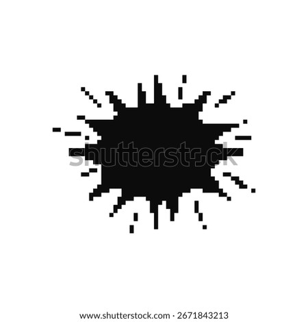 Pixel icon of a black explosion symbol in mosaic style, resembling retro comic art designs.