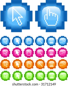 Pixel Icon Buttons - vector illustrations