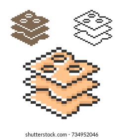 Pixel icon of cheese cuts in three variants. Fully editable    