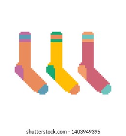Pixel-Symbol. Farbsocken Logo. Symbolsatz für verpixelte Socken.