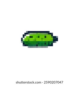 Pixel icon cucumber. Logo vegetable cucumber in pixel style 80s, 90s. Food cucumber for games, websites, animations. 8bit icon. Vector vintage icon retro cucumber.