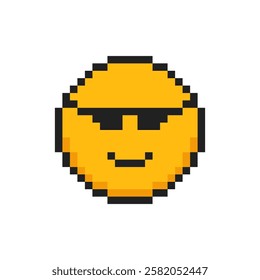Pixel icon face emotion of confident, 8 bit face with emotion of confident.