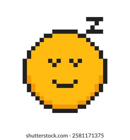 Pixel icon face emotion of sleep, 8 bit sleeping face.