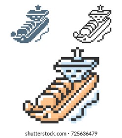 Pixel icon of gas tanker in three variants. Fully editable