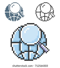 Pixel icon of global search in three variants. Fully editable