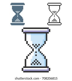 Pixel icon of hourglass in three variants. Fully editable