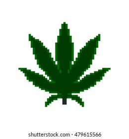 Pixel icon. Pixel marijuana 