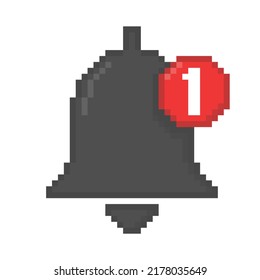 The pixel icon of the message bell. Doorbell icons for applications such as  call alert or subscriber alarm symbol, channel reminder calls.