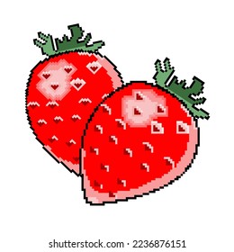 Pixel icon for proper and dietary nutrition strawberries. Also available for embroidery. Vector illustration