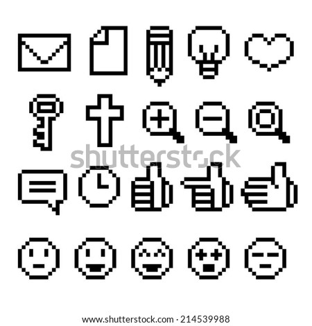 Pixel Icon Set Stock Vector (Royalty Free) 214539988 - Shutterstock