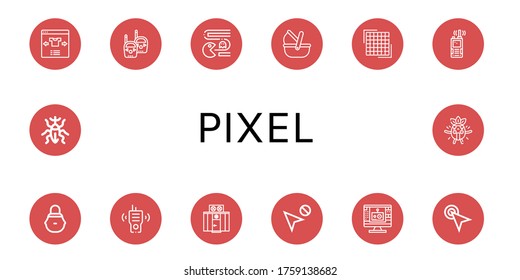 Pixel Icon Set. Collection Of Select, Walkie Talkie, Pacman, Moses Basket, Pixels, Wicker Basket, Freezer, Cursor, Edit Tool, Weevil, Surprised Icons