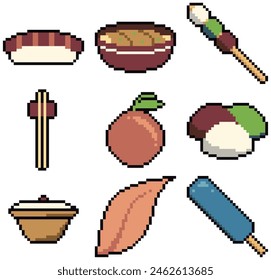 Pixel Icon Set of Food in Variant Type