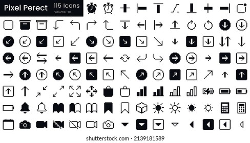 Pixel Icon Set Pixel Perfect Collection Stock Vector (Royalty Free ...