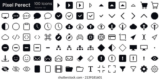 Pixel Icon Set Pixel Perfect Collection Stock Vector (Royalty Free ...