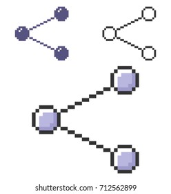Pixel icon of share sign in three variants. Fully editable