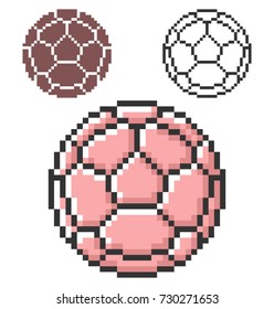 Pixel icon of soccer ball (European football) in three variants. Fully editable