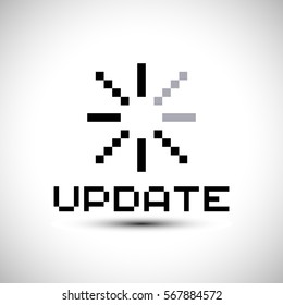 Pixel icon Upload progress indicator Bar. Web preloader. Retro Upload Bar. Vector Illustration.