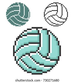 Pixel icon of volleyball in three variants. Fully editable