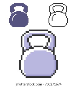 Pixel icon of weight in three variants. Fully editable