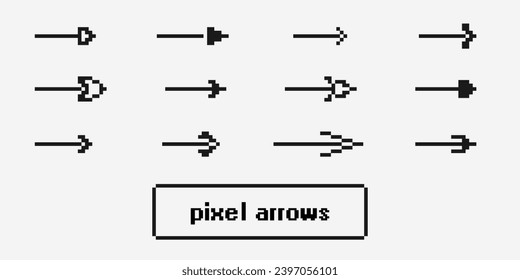 Pixel icons, signs, arrow symbols for interface design, web design, applications, presentations and much more