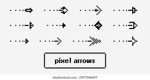 Pixel icons, signs, arrow symbols for interface design, web design, applications, presentations and much more