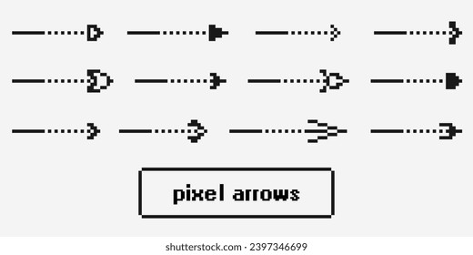 Pixel icons, signs, arrow symbols for interface design, web design, applications, presentations and much more