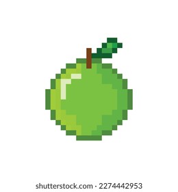 Pixel icons of a vector illustration of a fruit apple.