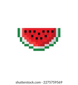 Pixel icons of watermelon vector illustration.